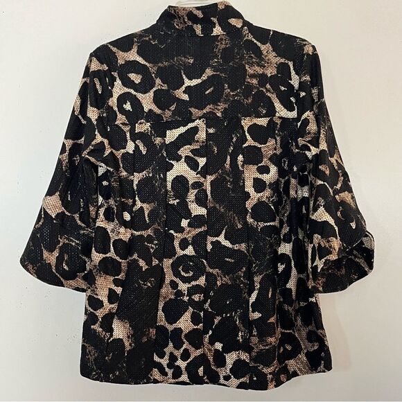 Ali Miles Statement Jacket Petite Small Animal Print Oversized Buttons Lagenlook - Picture 6 of 9